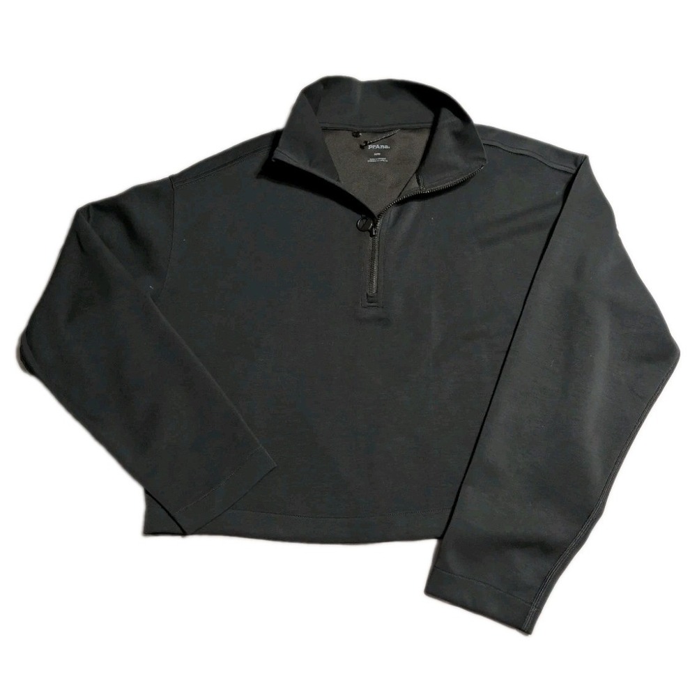prAna Shea Soft Half Zip Womens M Black Pullover Tencel Stretch Sweatshirt